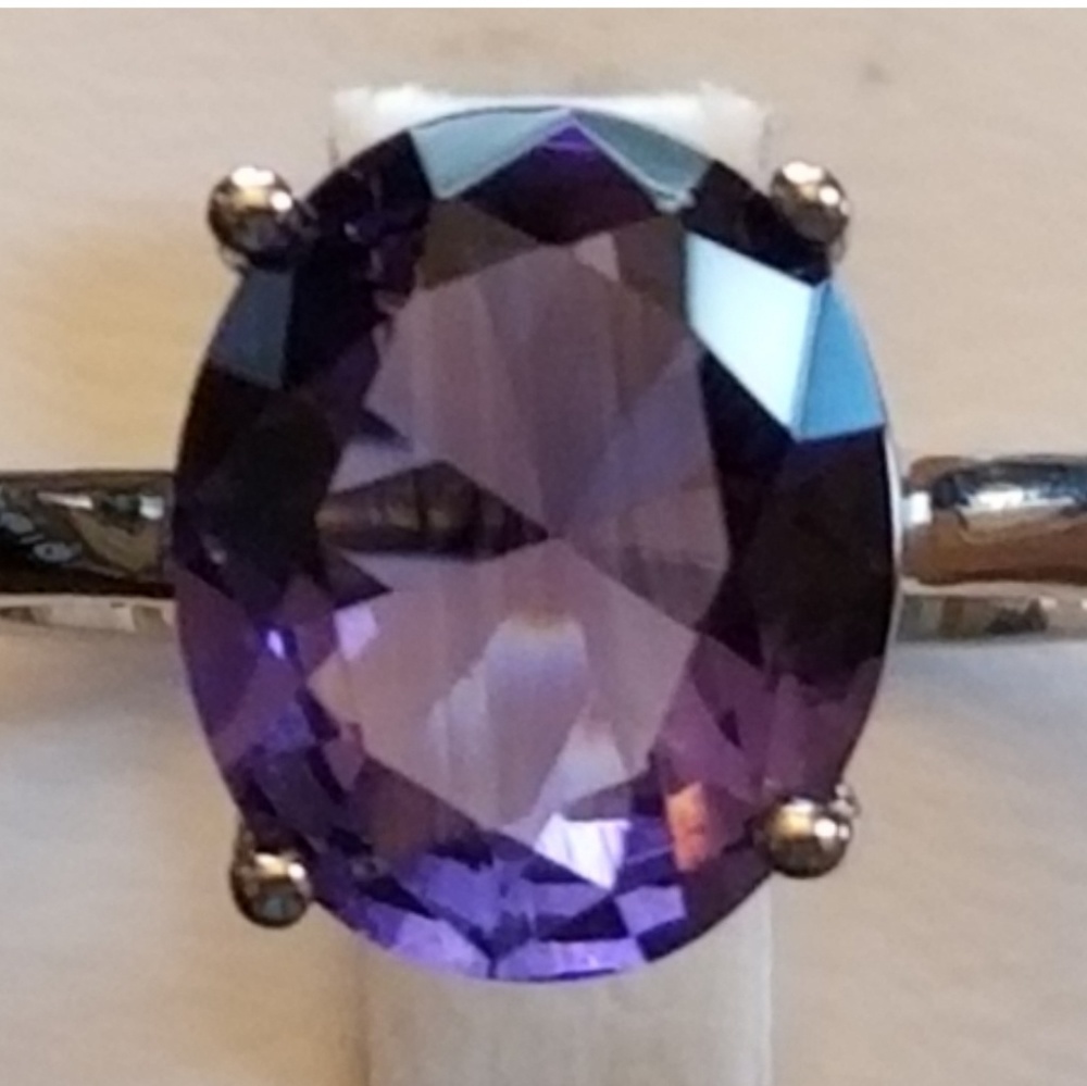 Genuine 5ct Amethyst Solitaire Ring Size 8, 9, 10